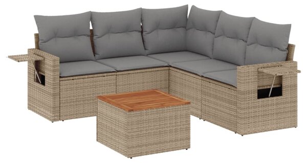 6 részes vegyes bézs polyrattan kerti ülőgarnitúra párnákkal