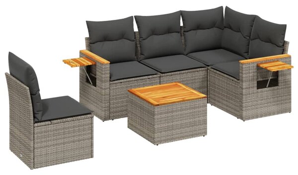 6 részes szürke polyrattan kerti ülőgarnitúra párnákkal