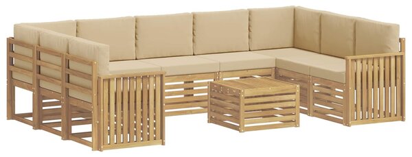 VidaXL Kültéri kanapé szett 10 pcs Fehér és Bézs 59 x 59 x 37 cm