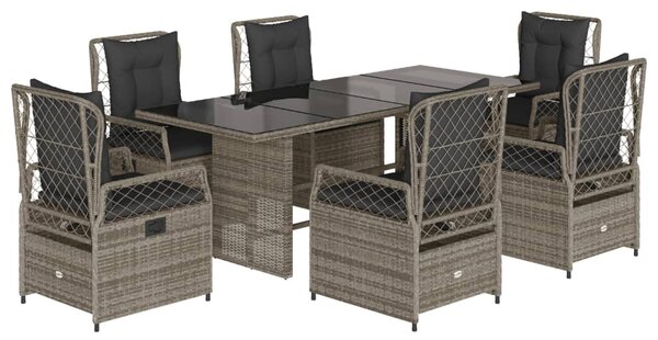 7 részes szürke polyrattan kerti étkezőgarnitúra párnával