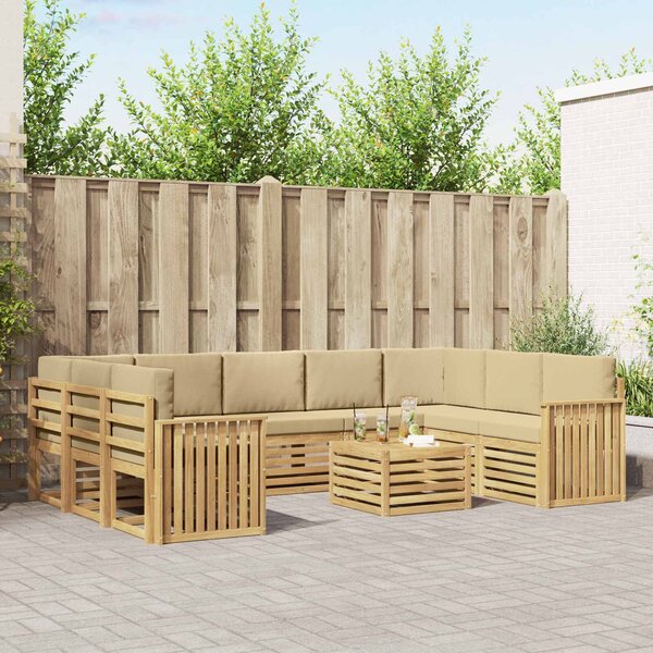 VidaXL Kültéri kanapé szett 10 pcs Fehér és Bézs 59 x 59 x 37 cm