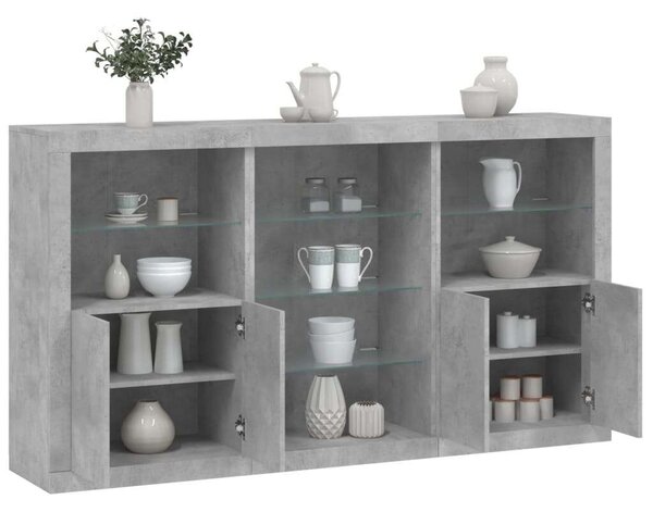 VidaXL LED-es Tálalószekrény - Betonszürke - 181,5x37x100 cm