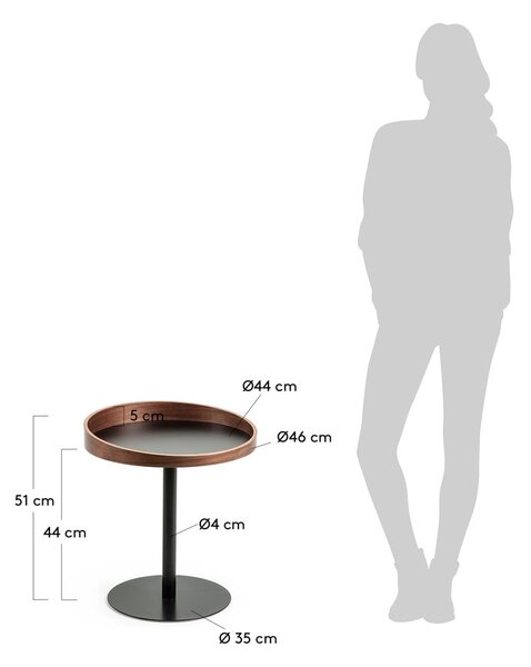 Kerek tárolóasztal diófa dekoros asztallappal ø 46 cm Kaori – Kave Home