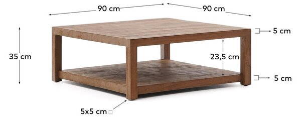 Natúr színű teakfa dohányzóasztal 90x90 cm Sashi – Kave Home