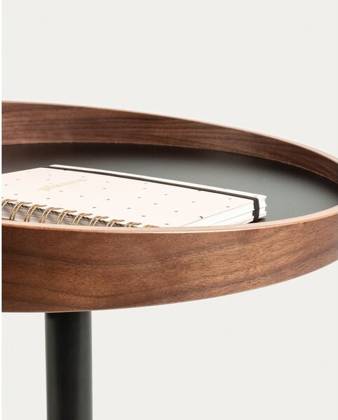 Kerek tárolóasztal diófa dekoros asztallappal ø 46 cm Kaori – Kave Home