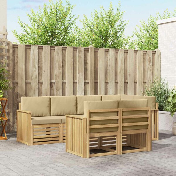 VidaXL Kültéri kanapé szett 7 pcs Fehér és Bézs 247 x 128,5 x 73 cm