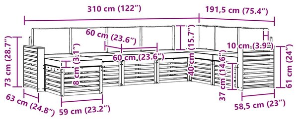 VidaXL Kültéri kanapé szett 8 pcs Természetes és Világosszürke