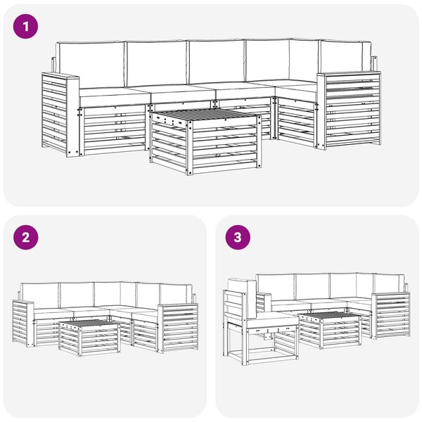 VidaXL Kültéri kanapé szett 6 pcs Fehér és Bézs 59 x 59 x 37 cm