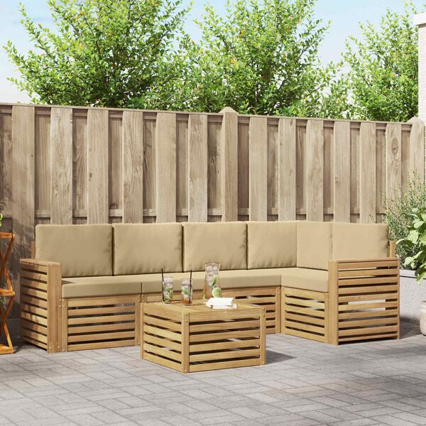 VidaXL Kültéri kanapé szett 6 pcs Fehér és Bézs 59 x 59 x 37 cm