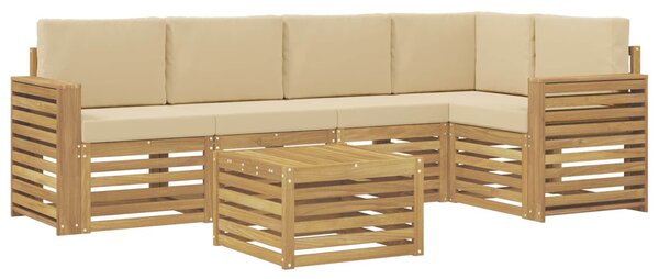 VidaXL Kültéri kanapé szett 6 pcs Fehér és Bézs 59 x 59 x 37 cm