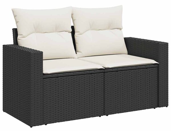10 részes fekete polyrattan kerti ülőgarnitúra párnákkal