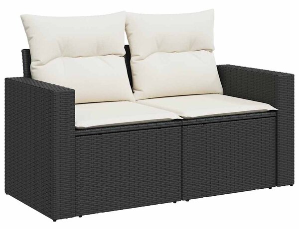 6 részes fekete polyrattan kerti ülőgarnitúra párnákkal