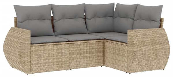 4 részes bézs polyrattan kerti ülőgarnitúra párnákkal