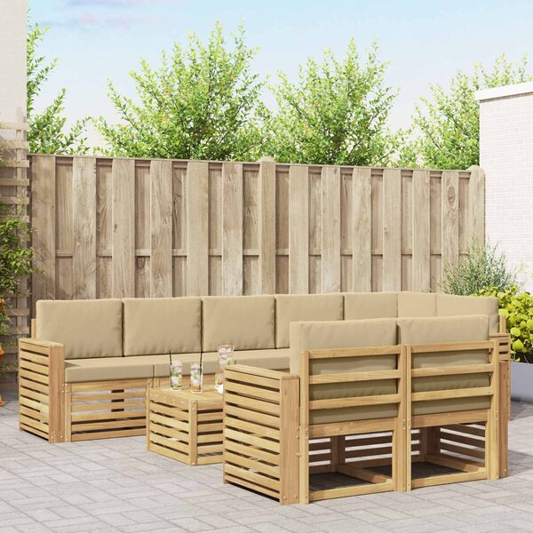 VidaXL Kültéri kanapé szett 9 pcs Fehér és Bézs 59 x 59 x 37 cm