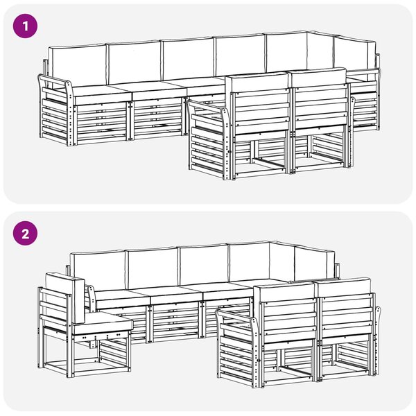 VidaXL Kültéri kanapé szett 8 pcs Fehér és Bézs 308 x 130,5 x 73 cm