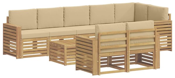 VidaXL Kültéri kanapé szett 9 pcs Fehér és Bézs 59 x 59 x 37 cm