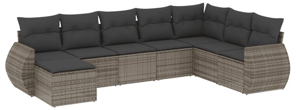 8 részes szürke polyrattan kerti ülőgarnitúra párnákkal