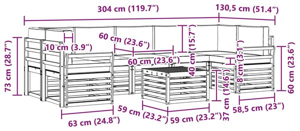 VidaXL Kültéri kanapé szett 8 pcs Fehér és Világosszürke Poliészter