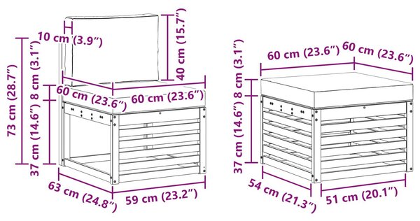 VidaXL Kültéri kanapé szett 5 pcs Fehér és Bézs 257 x 122,5 x 73 cm