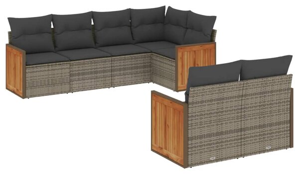 7 részes szürke polyrattan kerti ülőgarnitúra párnákkal