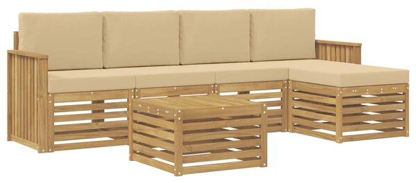 VidaXL Kültéri kanapé szett 6 pcs Fehér és Bézs 59 x 59 x 37 cm