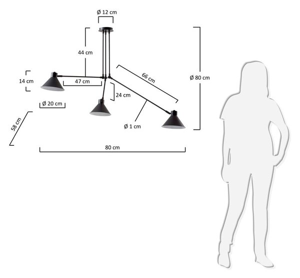 Fekete mennyezeti lámpa 80x80 cm Dione – Kave Home