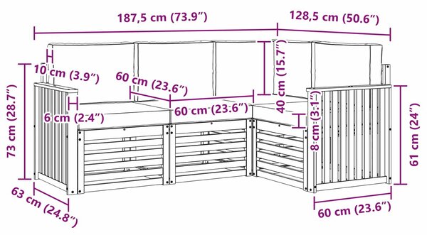 VidaXL Ülőgarnitúrák 4 pcs Fehér és Antracitszürke