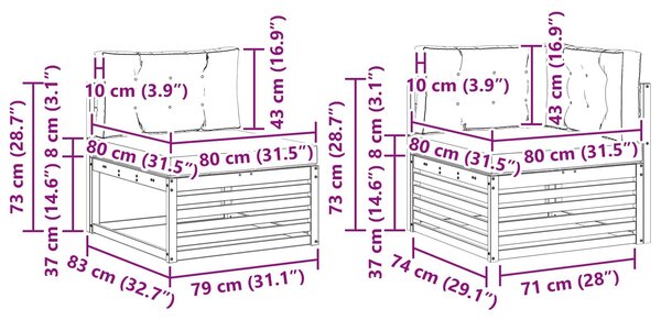 VidaXL Kültéri kanapé szett 5 pcs Fehér és Krém színű
