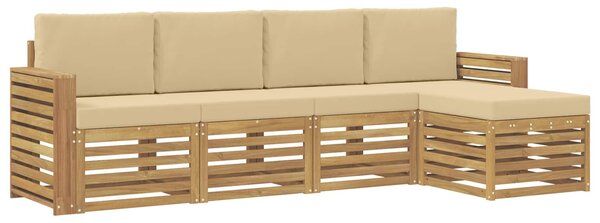 VidaXL Kültéri kanapé szett 5 pcs Fehér és Bézs 257 x 122,5 x 73 cm