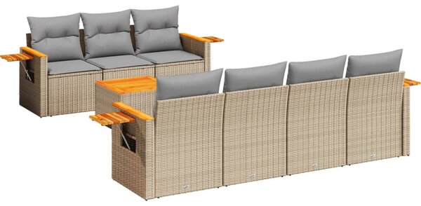 8 részes bézs polyrattan kerti ülőgarnitúra párnával