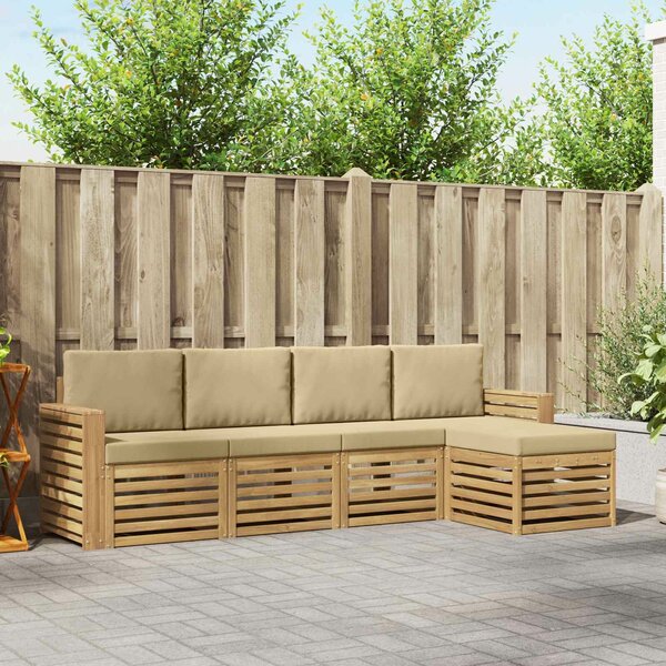 VidaXL Kültéri kanapé szett 5 pcs Fehér és Bézs 257 x 122,5 x 73 cm