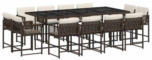 13 részes barna polyrattan kerti ülőgarnitúra párnákkal