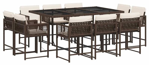 11 részes barna polyrattan kerti ülőgarnitúra párnákkal