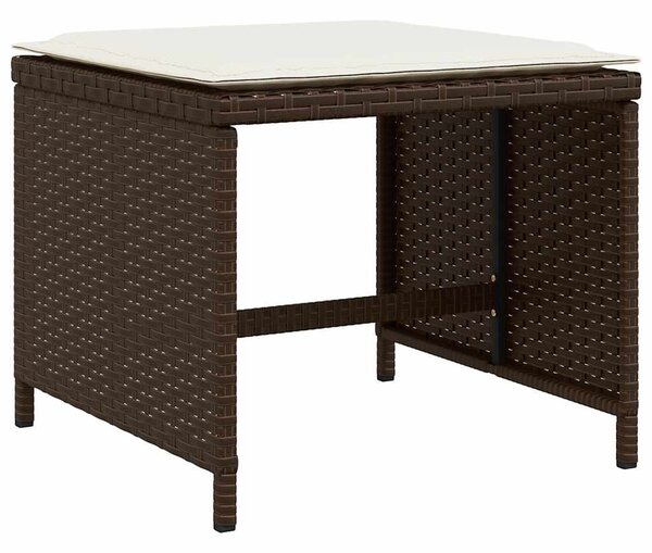 9 részes barna polyrattan kerti étkezőgarnitúra párnákkal