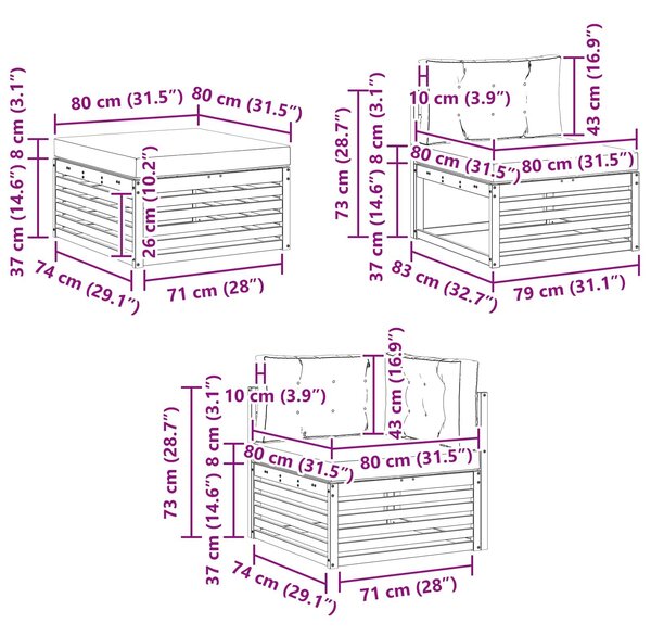 VidaXL Kültéri kanapé szett párnával 7 pcs Fehér és Antracitszürke