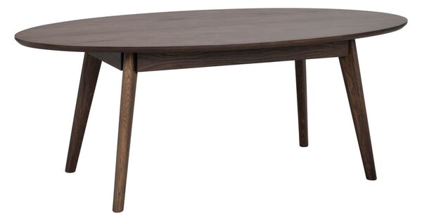 Sötétbarna dohányzóasztal tölgyfa dekorral 65x130 cm Yumi – Rowico