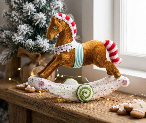 Dekoráció MagicHome Karácsony, Candy Line mézeskalács hintaló, 30x12x26 cm