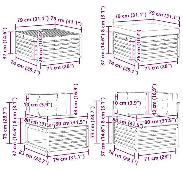 VidaXL Kültéri kanapé szett párnával 8 pcs Fehér és Bézs