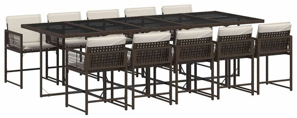 11 részes barna polyrattan kerti ülőgarnitúra párnákkal