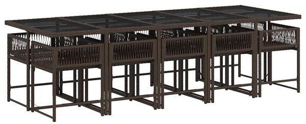 11 részes barna polyrattan kerti ülőgarnitúra párnákkal