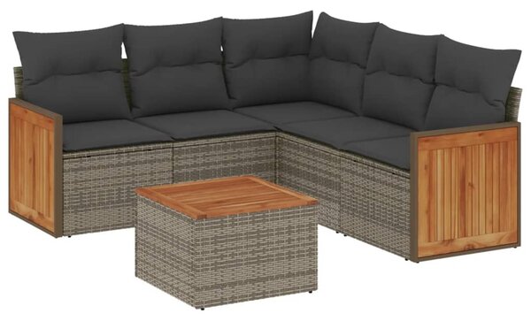 6 részes szürke polyrattan kerti ülőgarnitúra párnákkal
