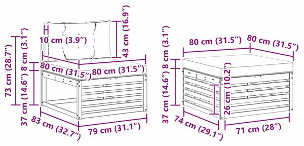 VidaXL Kültéri kanapé szett 5 pcs Fehér és Bézs