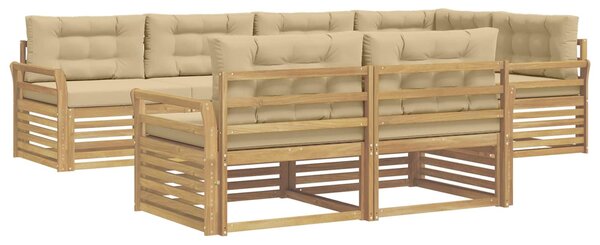 VidaXL Kültéri kanapé szett 7 pcs Fehér és Bézs 329 x 170,5 x 73 cm