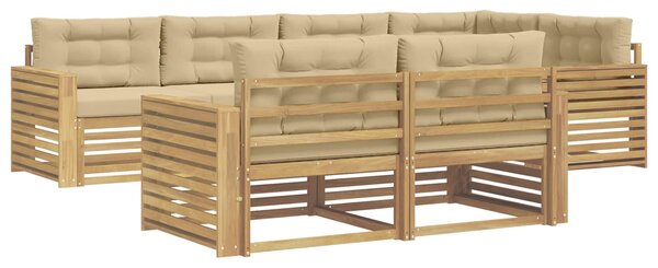 VidaXL Kültéri kanapé szett 7 pcs Fehér és Bézs 331 x 172,5 x 73 cm