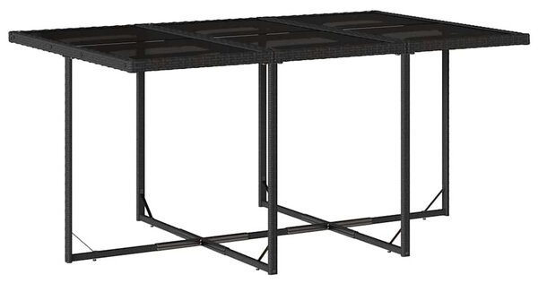 11 részes fekete polyrattan kerti étkezőgarnitúra párnákkal