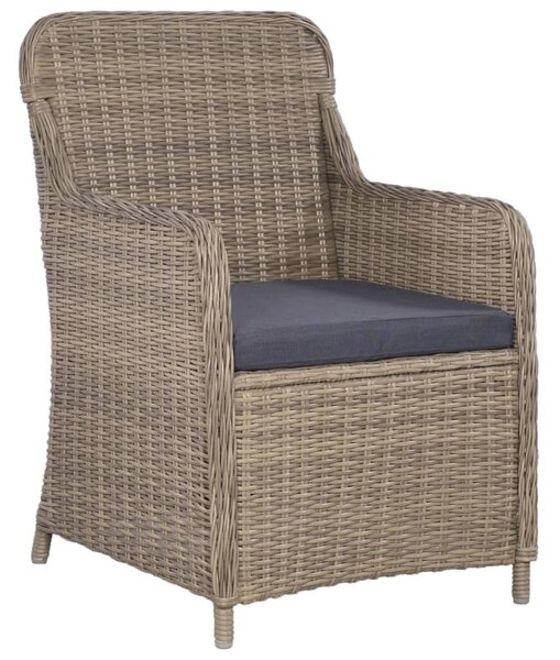 VidaXL 3 darabos barna polyrattan bisztrószett párnákkal