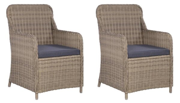 VidaXL 3 darabos barna polyrattan bisztrószett párnákkal
