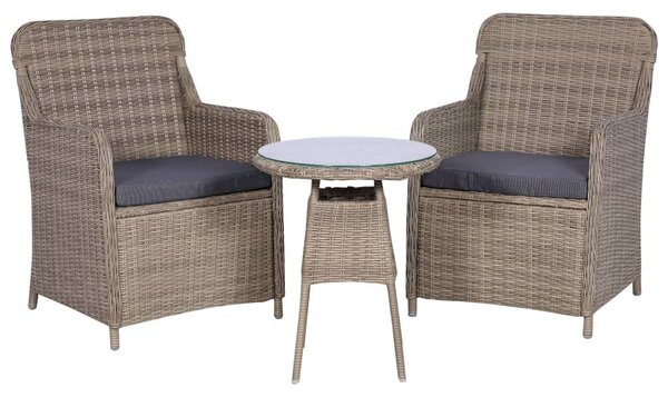 VidaXL 3 darabos barna polyrattan bisztrószett párnákkal