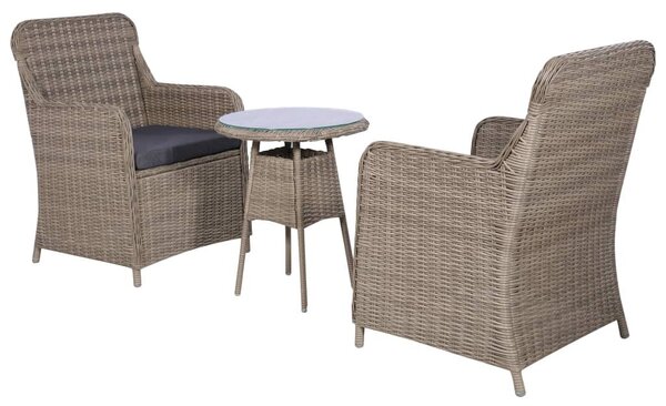 VidaXL 3 darabos barna polyrattan bisztrószett párnákkal