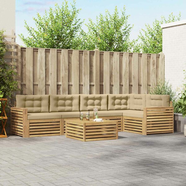 VidaXL Kültéri kanapé szett 6 pcs Fehér és Bézs 79 x 79 x 37 cm